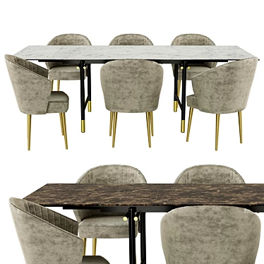 Modern Dining Set: Nuka Chair & Monogram Table 3D model image 1 