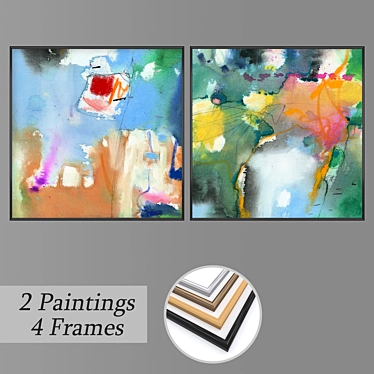 Artful Abstractions: Set of 2 Wall Paintings 3D model image 1 