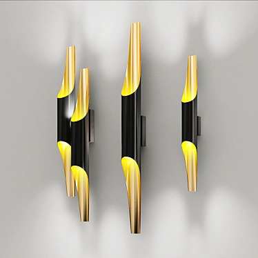 Sleek Gold Wall Lamp 3D model image 1 