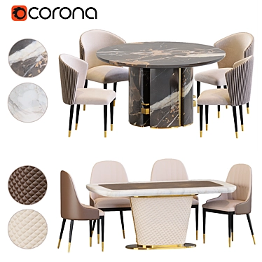 Contemporary Italian Marble Dining Set 3D model image 1 