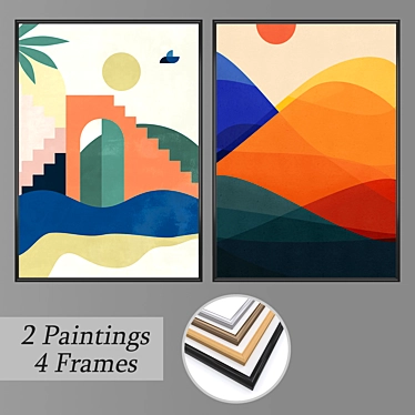 Artful Set of Wall Paintings 3D model image 1 