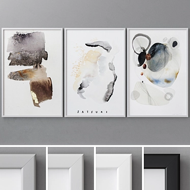 Abstract Set of Three Paintings 3D model image 1 