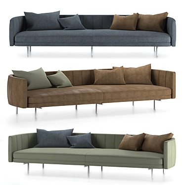 TurboSmooth Sofa with Leather and Cloth Pillows 3D model image 1 