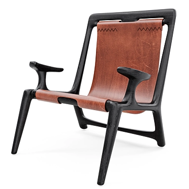 Charcoal Ash Leather Sling Chair 3D model image 1 