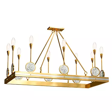 Elegant French Rectangular Chandelier 3D model image 1 