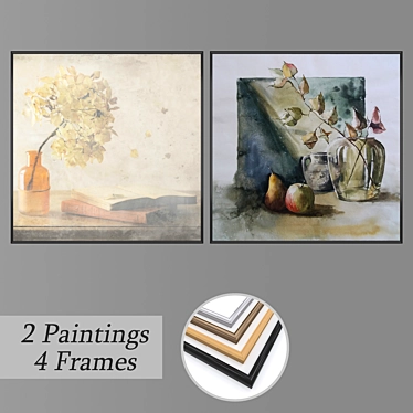 Modern Mix: 2-Piece Wall Paintings 3D model image 1 