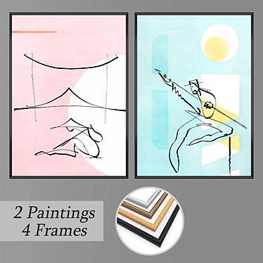 Elegant Wall Art Set with Multiple Frame Options 3D model image 1 