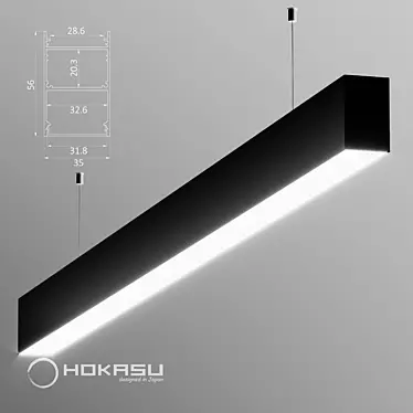 Sleek Black Linear Luminaire 3D model image 1 