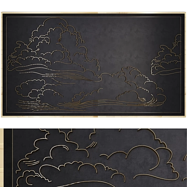 Golden Clouds Wall Decor 3D model image 1 