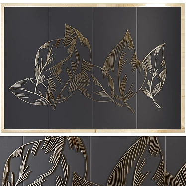 Golden Leaf Wall Decor 3D model image 1 