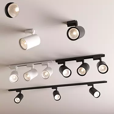 Sleek LED Track Light - Black/White | 220-260V 3D model image 1 