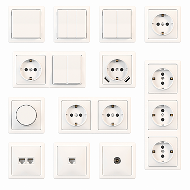 White Switch and Socket Set 3D model image 1 