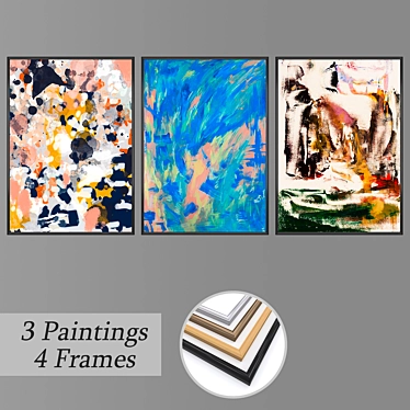 Modern Wall Art Set with Multiple Frames 3D model image 1 