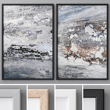 Abstract Modern Paintings with Frames 3D model image 1 