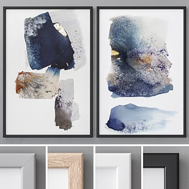 Modern Abstract Paintings Set 3D model image 1 