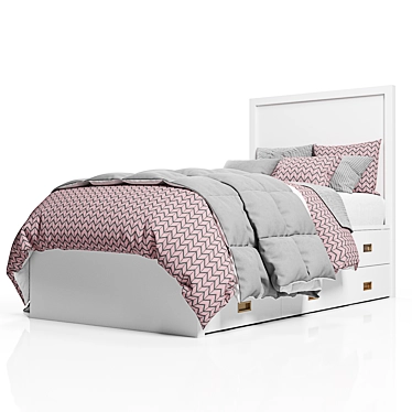 Elegant Avalon Bed with Trundle 3D model image 1 