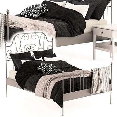 Elegant Leirvik Bed & Nightstands 3D model image 1 