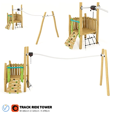 Kompan Track Ride Tower: Exciting Playset for Kids 3D model image 1 