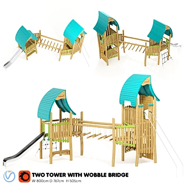 Kompan Two Tower Adventure Playset 3D model image 1 