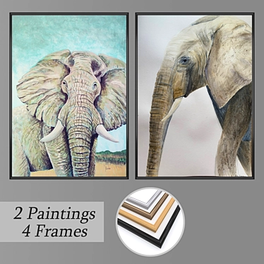 Elegant Wall Art Set with Varied Frames 3D model image 1 