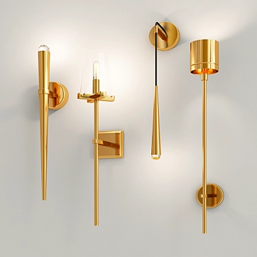 Elegant Metallic Wall Sconces 3D model image 1 