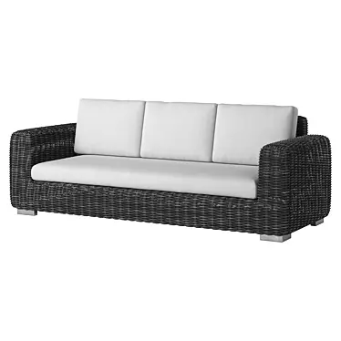 3-Seater Rattan Sofa Set 3D model image 1 