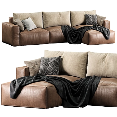 Luxury Leather Elise Stretch Sofa 3D model image 1 