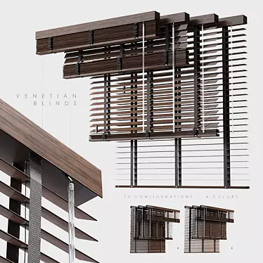 Wooden Venetian Blinds Collection 3D model image 1 