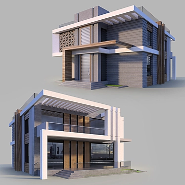 Contemporary Two-Story Villa 3D model image 1 