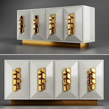 ELEGANT GOLDEN CREAM CREDENZA 3D model image 1 