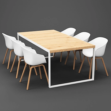 Modern Dining Table Set 3D model image 1 