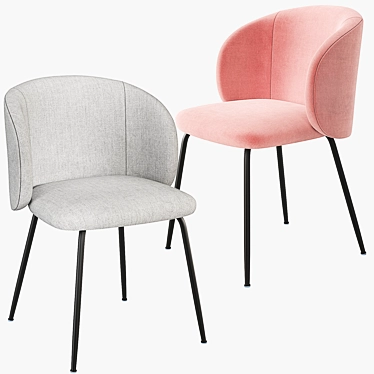 Elegant MINNA Chair: Velvet & Fabric 3D model image 1 