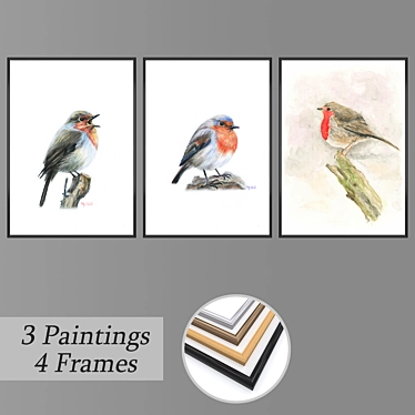 Elegant Wall Art Set with Versatile Frames 3D model image 1 