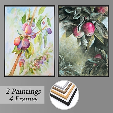 Title: Wall Art Set | 2 Paintings, 4 Frames 3D model image 1 