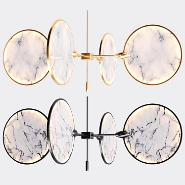 Nebula Chandelier: Elegant Brass/Black Lighting 3D model image 1 