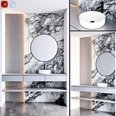 Elegant Gessi Inciso Bathroom Furniture Set 3D model image 1 