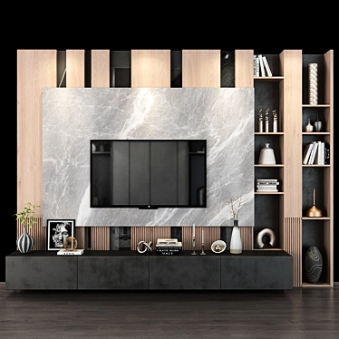 Sleek TV Stand Shelf 3D model image 1 