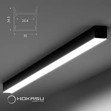 Black Linear Lamp: HOKASU S35 3D model image 1 