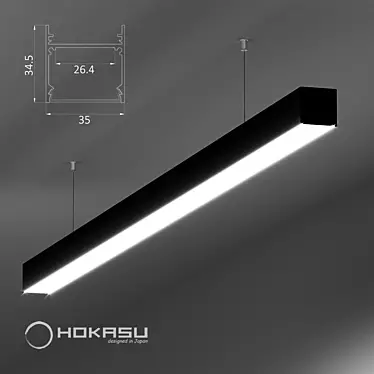 S35 Black Linear Lamp: Stylish & Suspended 3D model image 1 