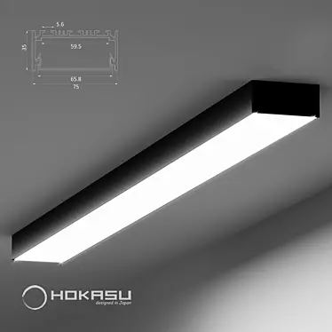 Sleek 75/35 Linear Black Lamp 3D model image 1 