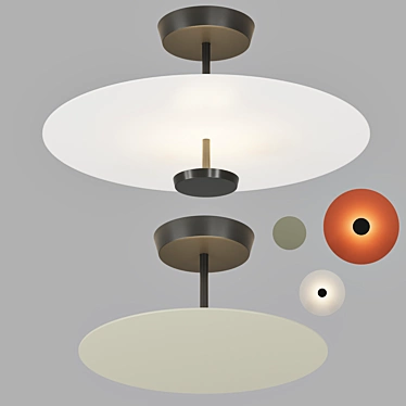 VIBIA Flat Ceiling Lamp: Sleek & Stylish Illumination 3D model image 1 