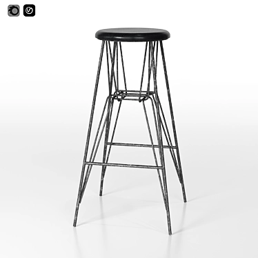 Black Bar Stool 3D model image 1 