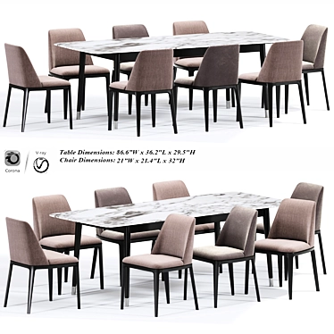 Elegant Poliform Grace Dining Set 3D model image 1 