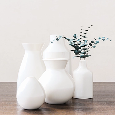 Set of vases with eucalyptus branches