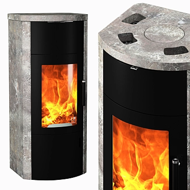 Bono Xtra: Stylish Oval Fireplace 3D model image 1 