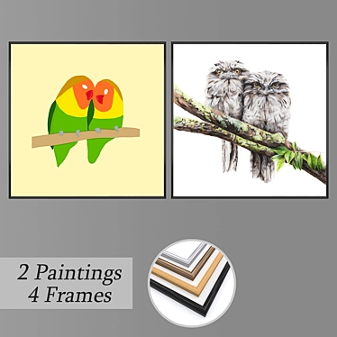 Versatile Set of 2 Wall Paintings 3D model image 1 