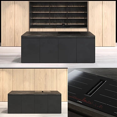 Hidden Elegance: Omoikiri Bosh Kitchen 3D model image 1 