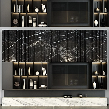 Stylish TV Shelf Set 3D model image 1 