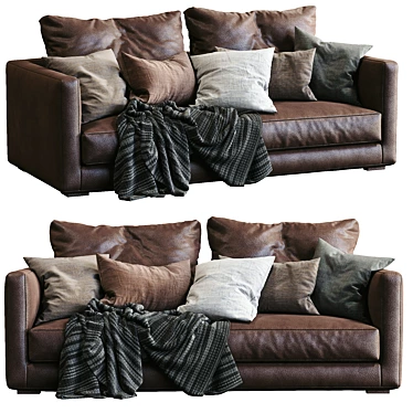 Marac Leather Tango Sofa: Stylish and Luxurious 3D model image 1 