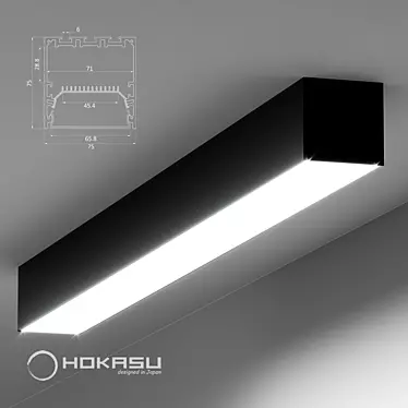 Sleek Black Surface-Mounted Linear Lamp 3D model image 1 